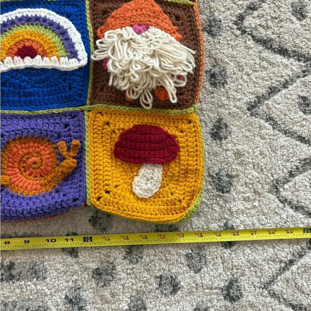 Handmade knit crochet gnome pillow cover
